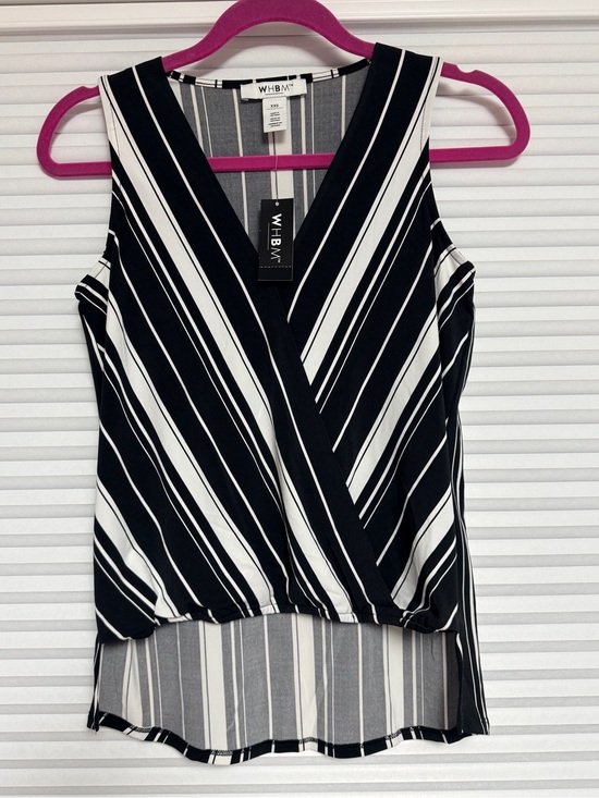 White House Black Market Tops - White House Black Market Black & White Diagonal Stripe Surplice Tank